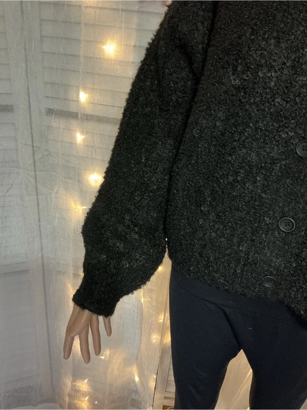 Zenana Teddy Bouclé Button Jacket - black
